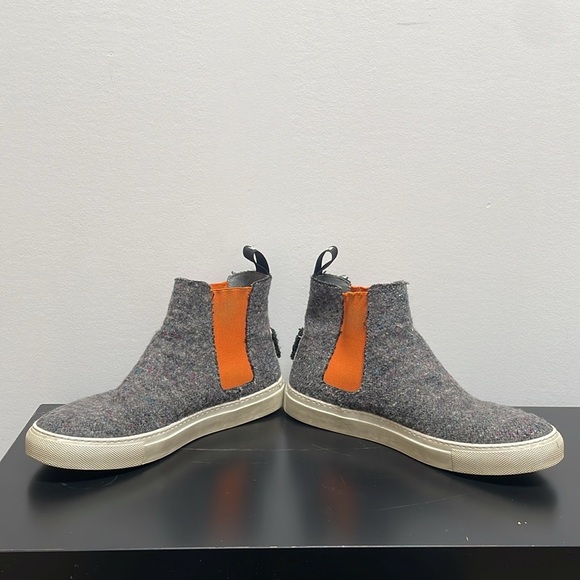 MSGM Wool High Top Sneaker US 7.5 / EUR 38 orange gray ankle boots slip on - Picture 4 of 13